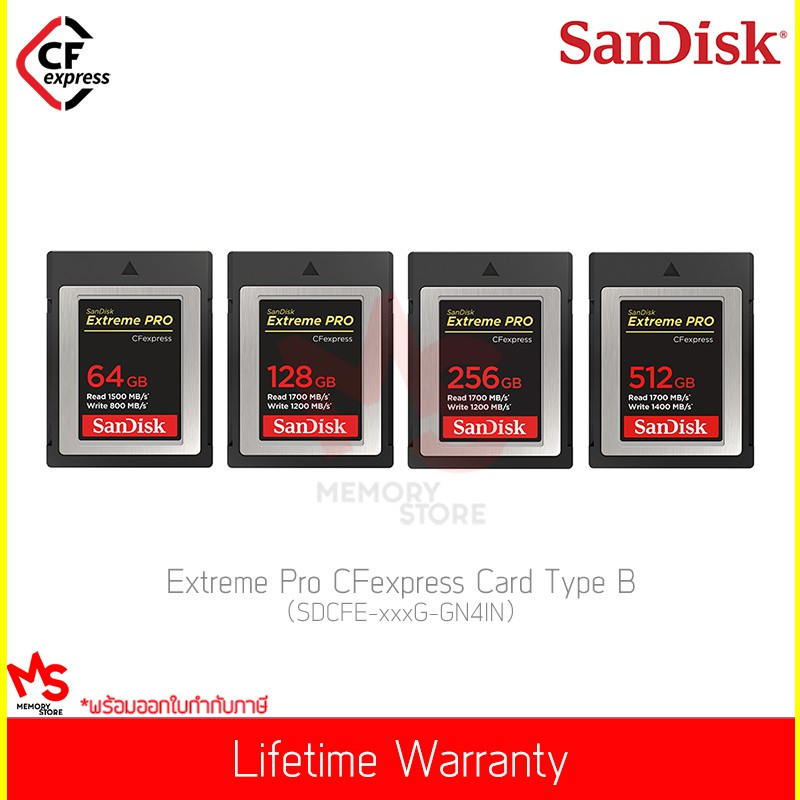 SanDisk Extreme Pro CFexpress Card Type B 64/128/256/512GB (SDCFE-xxxG ...