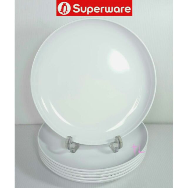 ซุปเปอร์แวร์จานทรงใบบัว9"=6 ชิ้น สีขาว ซุปเปอร์แวร์เกรดA เมลามีน100%