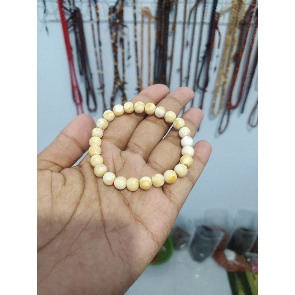 สร้อยข้อมือมาร์จันปะการังขาว ไฟหรี่ขาว 6-7 มิล หินปะการังแท้