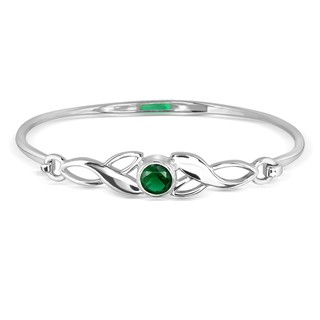 MachuSilver กำไลข้อมือเงินแท้ 925 Sterling Silver สไตล์เซลติก (Celtic) แต่งมรกต (Emerald) พร้อมถุงกำมะหยี่