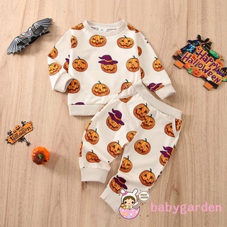 Babygarden เสื้อกันหนาวแขนยาว คอกลม พิมพ์ลายฟักทอง และกางเกงเอวยางยืด สําหรับเด็กผู้ชาย และผู้หญิง อายุ 6 เดือน -4 ปี