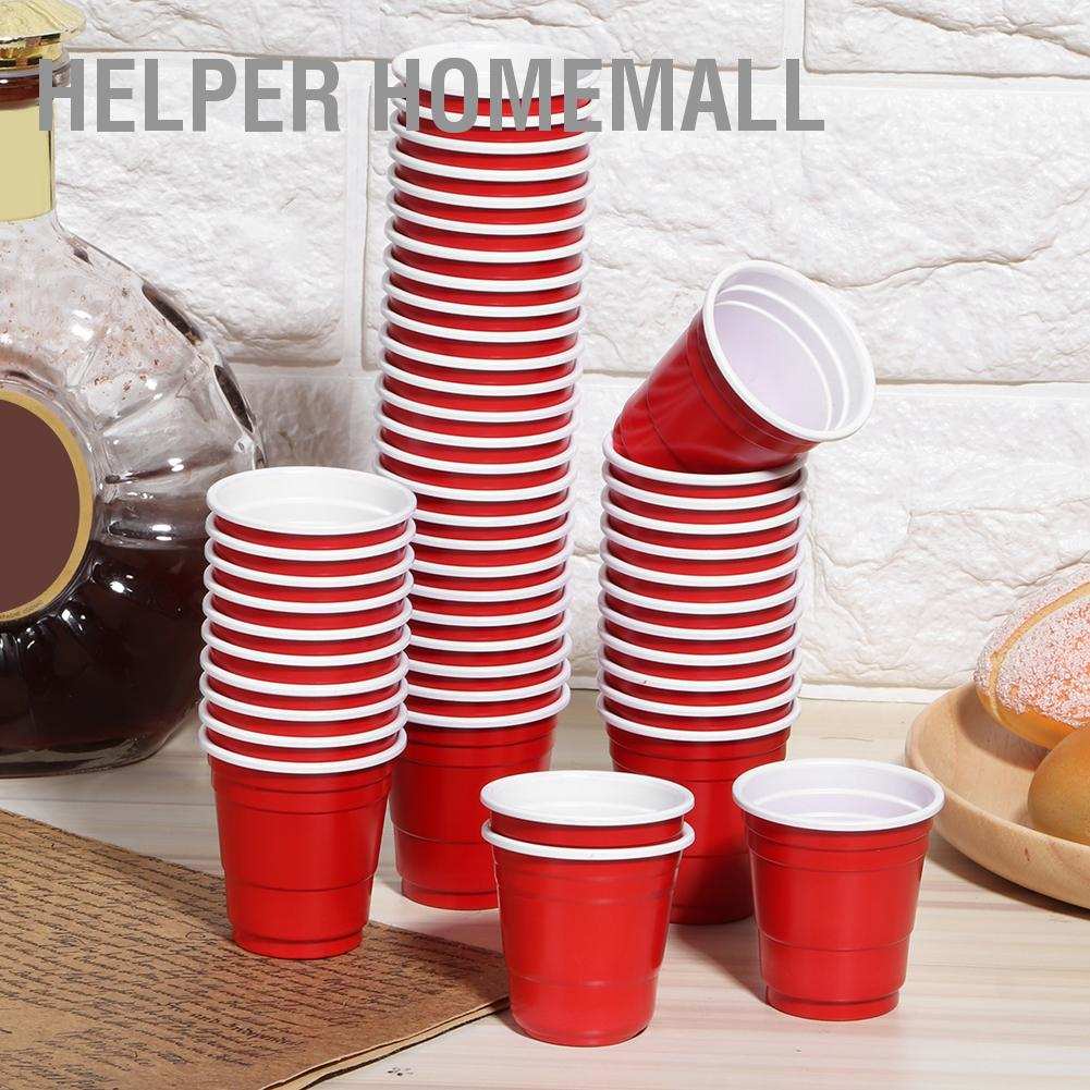 😄แก้วน้ำ😄 Helper Homemall แก้วพลาสติกใส่เครื่องดื่มกาแฟเบียร์ขนาด 60 มล. 50 ชิ้นใช้แล้วทิ้ง แก้ว
