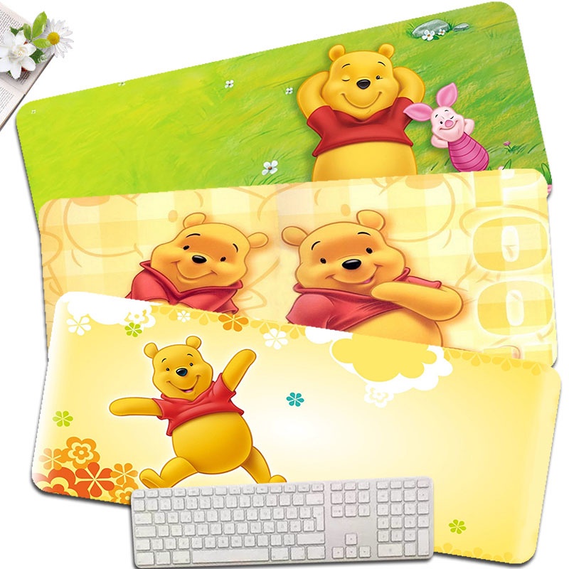 Winnie The Pooh Non-slip Lockedge Desktop Desk Mat Kawaii Gaming อุปกรณ ์ เสริมนักเรียนเขียน Pad สําหรับ PC โต ๊ ะคอมพิวเตอร ์