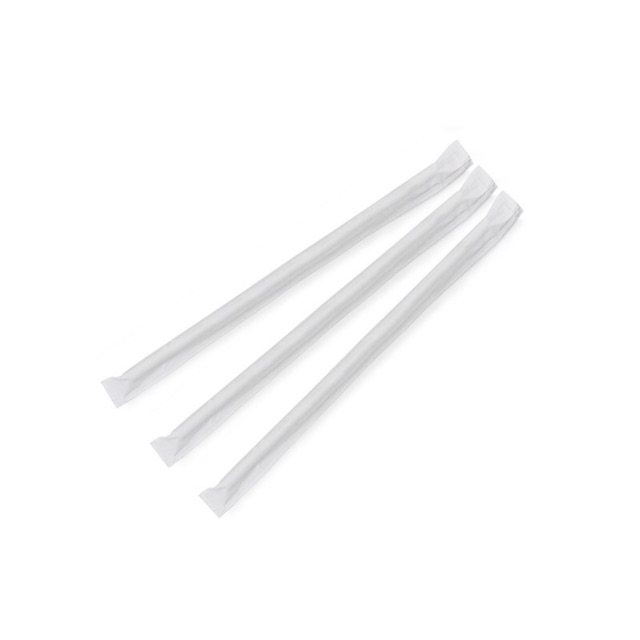 หลอดกระดาษหุ้มกระดาษสีขาว แพ็ค 100ชิ้น 260x6 มม. white paper straw in wrapped 260x6 mm.