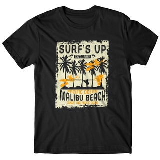 ผ้าฝ้ายแท้เสื้อยืดแขนสั้น ผ้าฝ้าย พิมพ์ลาย Surf Up แฟชั่นฤดูร้อน สําหรับผู้ชายS-4XL