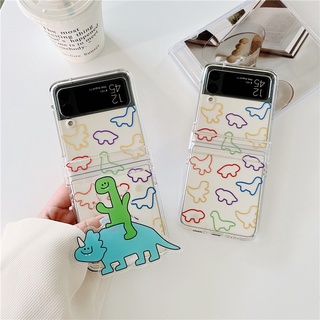 เคสโทรศัพท์มือถือ PC แข็ง แบบใส กันกระแทก ลายไดโนเสาร์น่ารัก สําหรับ Samsung Galaxy Z Flip 4 5G Z Flip 3