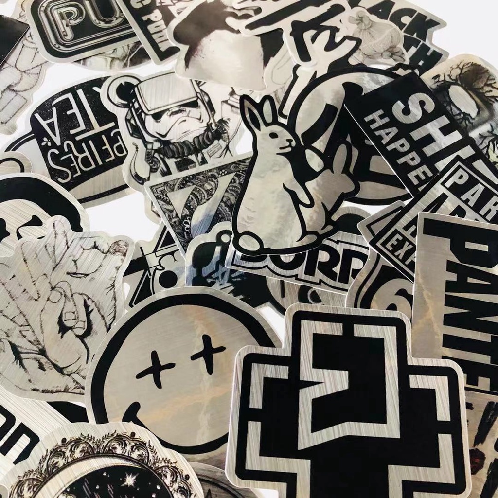 สติกเกอร์ PVC โลหะ สีเงิน และสีดํา กันน้ํา 50 ชิ้น - รูปที่ 3