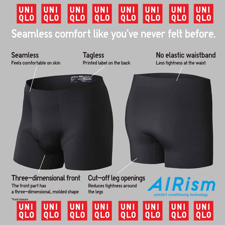 กางเกงในขาสั้นผู้ชาย ไร้ตะเข็บ Uniqlo ยูนิโคล่ AIRism เอวต่ำ - Ultra Seamless Boxer Briefs (Low Rise