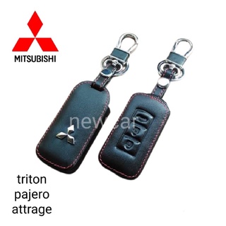 ซองหนังหุ้มกุญแจรีโมท Triton,Pajaro,Attrage,Mirage2,3ปุ่มSmart keyพร้อมพวงกุญแจ