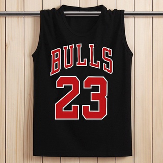 เสื้อกีฬาบาสเก็ตบอล แขนกุด ลาย NBA Chicago Bulls 23 Michael Jordan สีดํา 2021