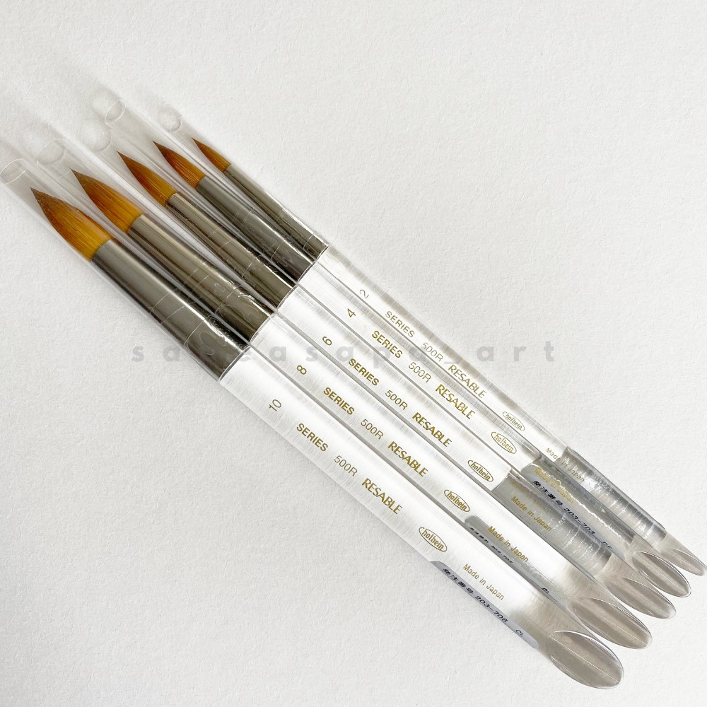 พู่กันขนสังเคราะห์ Holbein watercolor brush 500R รุ่นหัวกลม Shopee
