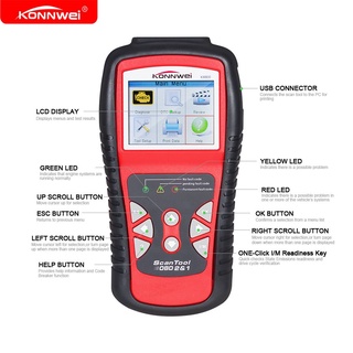 Konnwei KW830 OBD 2 EOBD เครื่องมือสแกนเนอร์วินิจฉัยรถยนต์ Odb2 สําหรับรถยนต์