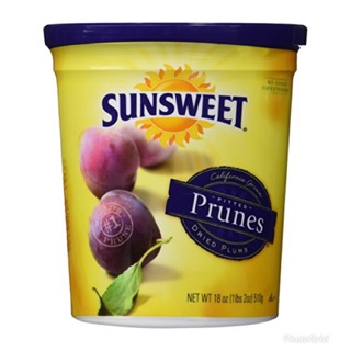 [กระปุกเหลือง]  Sunsweet ซันสวีท ลูกพรุนไร้เมล็ด สูตรหวานน้อย สีเหลือง 454 กรัม ลูกพรุนปุกเหลือง