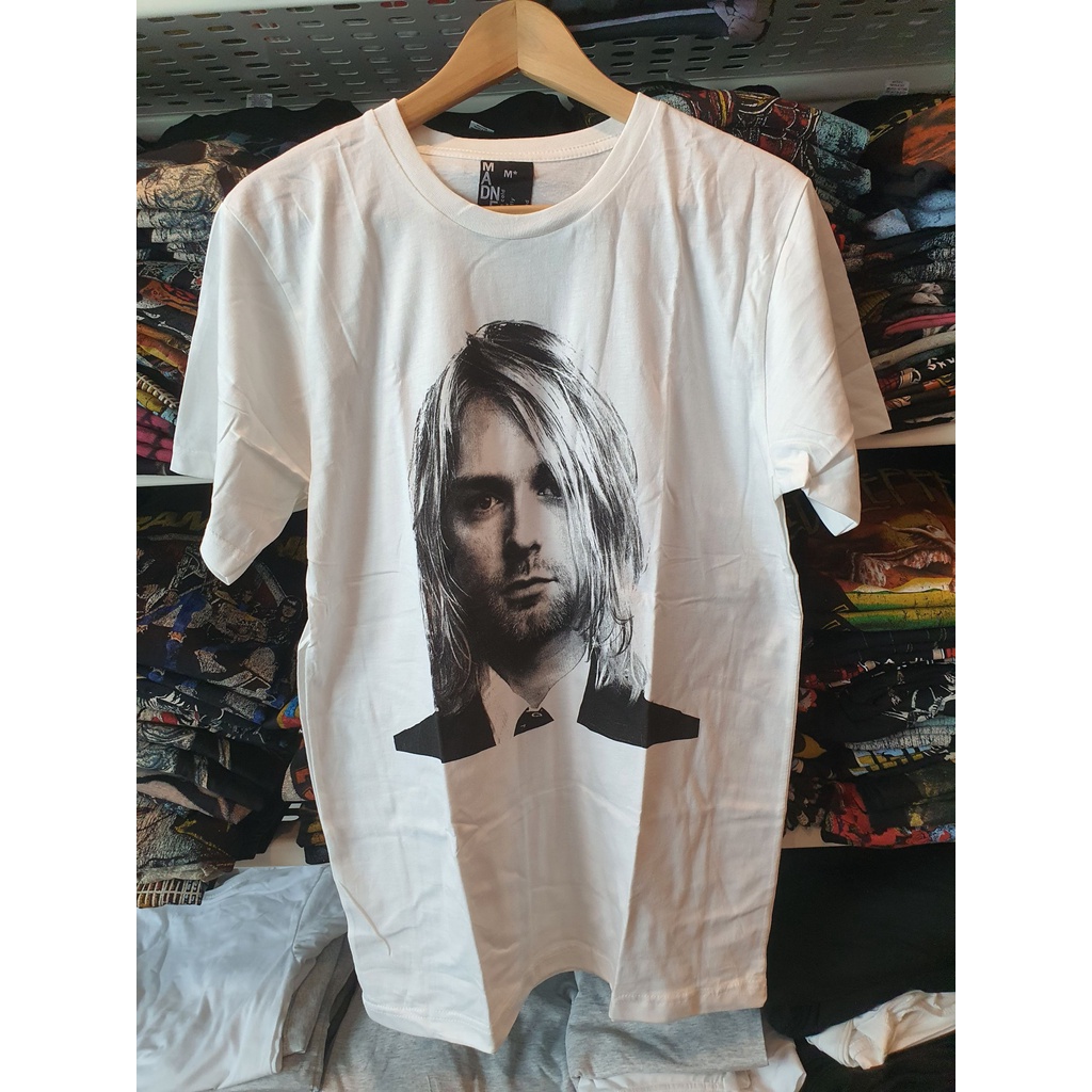 เสื้อยืดคอกลมKurt Cobain Nirvana T-shirt เสื้อยืดผ้าฝ้ายแท้