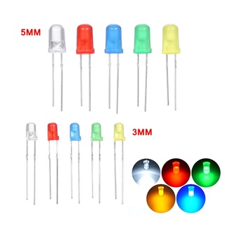 5Colors*20PCS=100PCS 3mm/5mm LED Diode Light Assorted Kit Green Blue White Yellow Red COMPONENT DIY kit new original