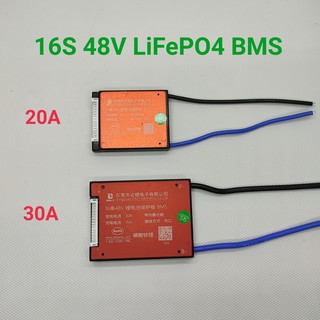 BMS 16S 48V 20A 30A สำหรับแบตเตอรี่ลิเธียมฟอสเฟต Lithium Phosphate LiFePO4 3.2 V Battery Management System