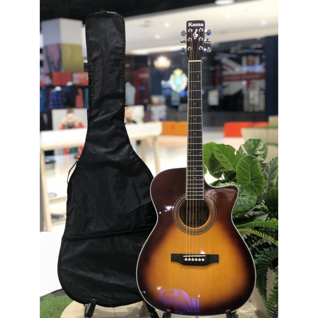 กีต้าร์โปร่ง40นิ้ว Kama k400CBS งานดีมาก !!! ( สีซันเบิร์ดส้มเคลือบเงา)  สวยมาก คอเล็กด้วย เล่นง่าย 