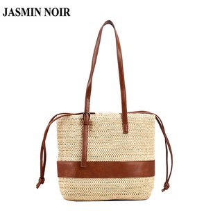 Jasmin NOIR กระเป๋าสะพายไหล่ กระเป๋าถือ ทรงบักเก็ต สีตัดกัน สําหรับสตรี