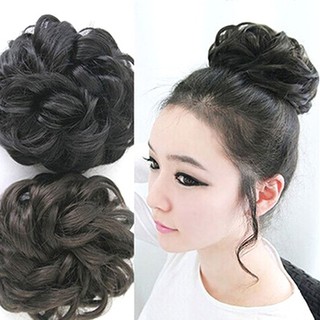 ผู้หญิงน่ารักเลดี้หยัก Curly Dish Hair Bun ส่วนขยาย Hairpiece Chignon Scrunchie