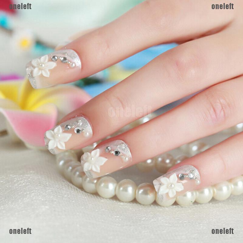 【THE】24Pcs acrylic french fake finger nails full cover false nail art
