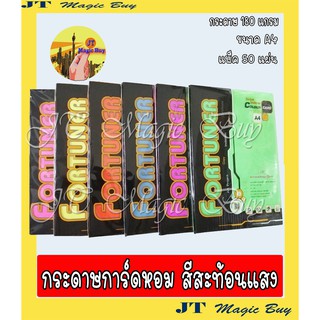 กระดาษ การ์ดหอม  180 แกรม [ สีสะท้อนแสง ] กระดาษปก กระดาษการ์ด  มีกลิ่นหอม ( 50 แผ่น/ห่อ)