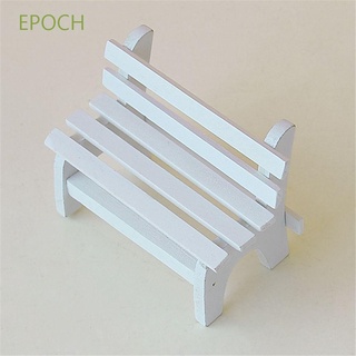 EPOCH White Dollhouse Furniture Wooden Figurines Decoration Crafts Bench Miniatures Stool DIY Ornaments Mini Chair Garden Decor/Multicolor