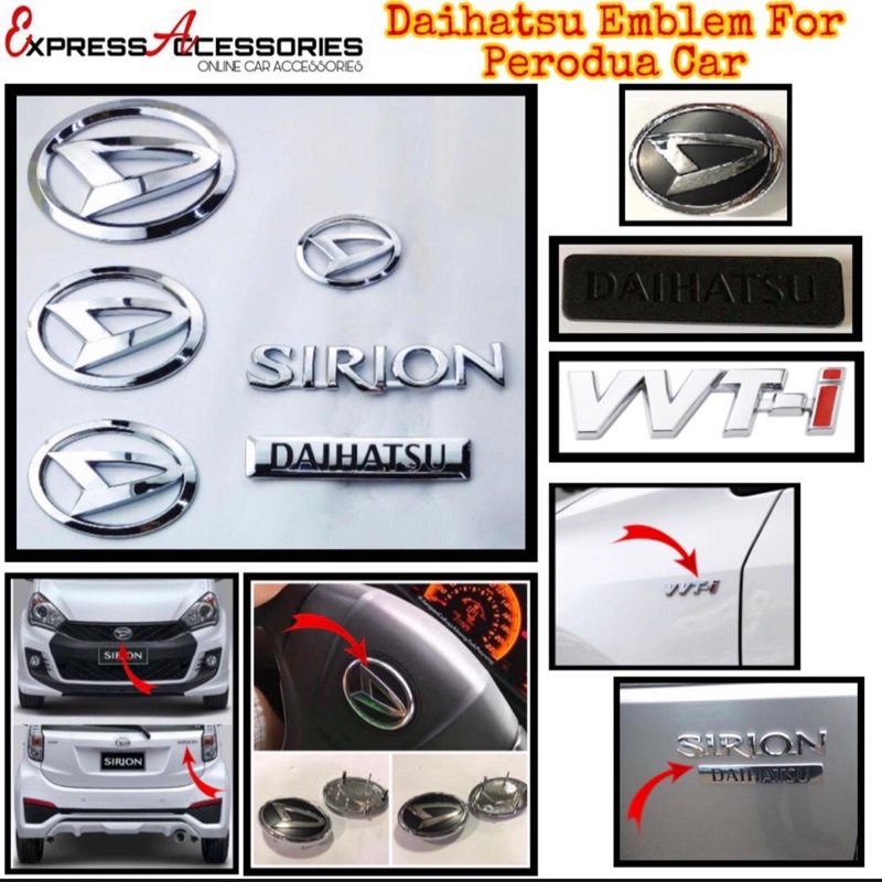 Emblem Daihatsu โลโก้ sirion Perodua MYVI Lagi Best lcon Alza Bezza Axia MYVI ใหม่ Aruz Frot & ด้านหลังโลโก้สัญลักษณ์ Chrome 1 ชิ้น