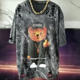 เสื้อขาด เสื้อโอเวอร์ไซส์ ลายการ์ตูน/ลายน่ารัก อก44-46" ยาว28" ผ้าคอตตอน ผ้าฟอก แต่งขาดแฟชั่น ใส่ได้ทั้งผู้ชายและผู้หญิง