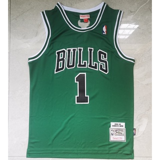 ใหม่ NBA Chicago Bulls ปี 2008-09 สําหรับผู้ชาย #1 เสื้อกีฬาบาสเก็ตบอล ปักลาย Derrick Rose สีเขียว