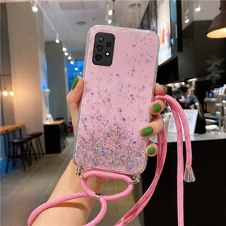 เคสโทรศัพท์ Casing for Samsung Galaxy A73 A53 A33 A23 A23 LTE A13 M33 M23 5G 4G Glitter Starry Sky Handphone Case TPU Silicagel Transparent Soft Case Shockproof Cover with Neck Strap Lanyard เคส