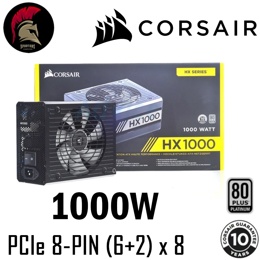 CORSAIR HX1000 1000W Power Supply 80+ Platinum (PCIE x 8 GPU) (อุปกรณ์จ่ายไฟ) PSU พาวเวอร์ซัพพาย ( ใช้แทน P1000GM RM1000