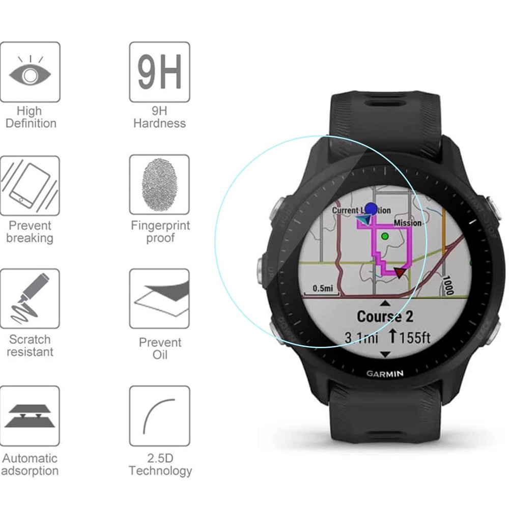 ฟิล์มกระจกนิรภัยกันรอยหน้าจอ อุปกรณ์เสริม สําหรับ Garmin Forerunner 955 255 255S 2 ชิ้น