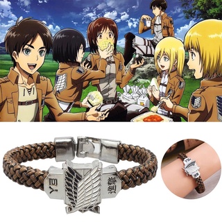 อะนิเมะผ่าพิภพไททัน อะนิเมะ สร้อยข้อมือ Shingeki No Kyojin คอสเพลย์ แฟชั่น Unisex หนังกําไลข้อมือ