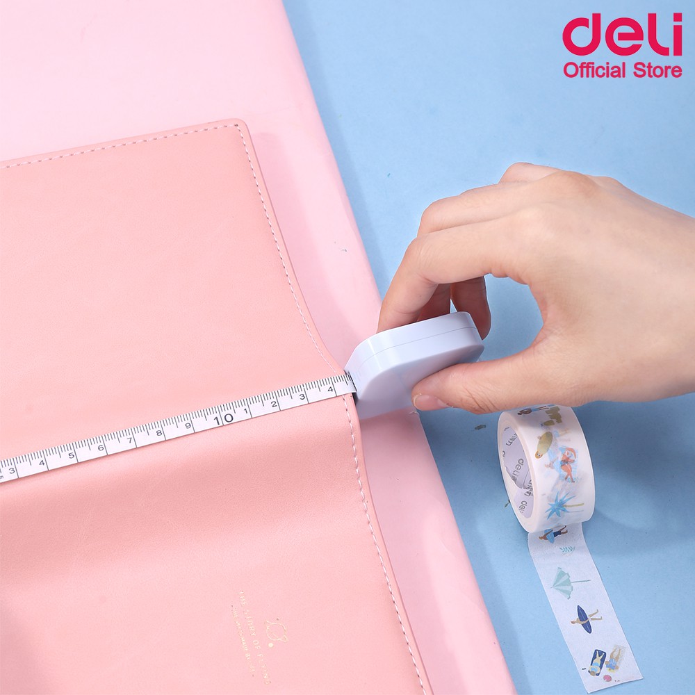 Deli 79650 สายวัด สายวัดตัว สายวัดตัวแบบตลับ 15mX7mm สายวัดแบบตลับ **คละสี** 1 ชิ้น #8