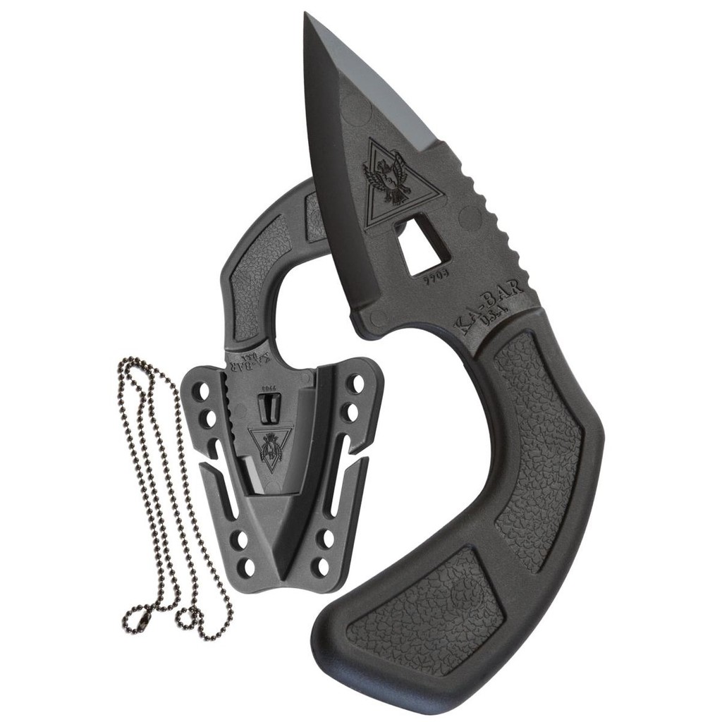 มีดพกป้องกันตัว KA-BAR Knives KA9908 TDI Shark Bite Knife Black ไม่มีส่วนผสมของโลหะ Made in U.S.A. S