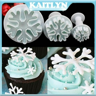 Kaitlyn แม่พิมพ์ทําขนม รูปเกล็ดหิมะ ทําความสะอาดง่าย DIY สําหรับทําเบเกอรี่ ฟองดองท์