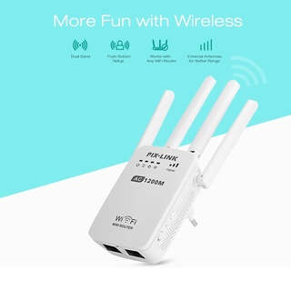 ⚡สินค้ารับประกัน1ปี⚡ กระจายสัญญาณไวไฟ PIX-LINK AC05 1200Mbps Dual ความถี่ 2.4G 5G Wireless Repeater ความเร็วสูง 5G