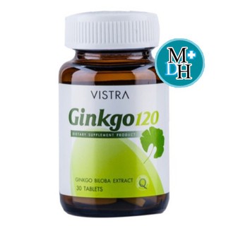 VISTRA Ginkgo 120 mg 30 เม็ด วิสทร้าอาหารเสริมสารสกัดจากใบแปะก๊วย กิงโกะ  02049