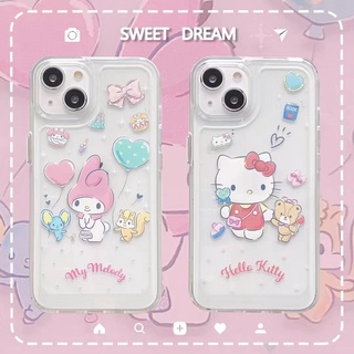 เคสโทรศัพท์มือถือ กันกระแทก ลายการ์ตูนคิตตี้ เมโลดี้ สําหรับ Iphone 13 7p 8p X Xs Xr XsMAX 11 12 12Pro 12ProMAX