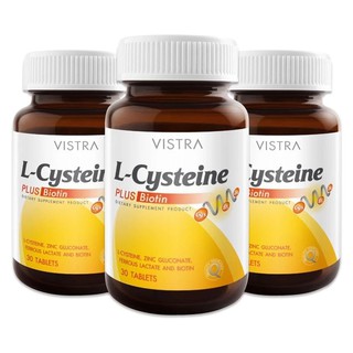 Vistra L-Cysteine Plus Biotin อาหารเสริมเพื่อเส้นผม (30 แคปซูล) x 3 ขวด