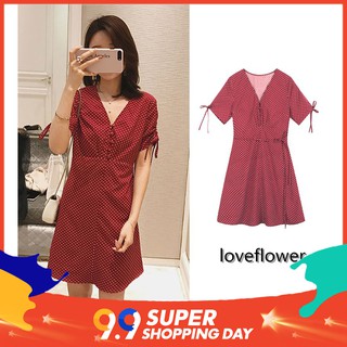 love flowerdress ชุดเดรสสั้น เดรสเอวจั๊มพ์แต่งตัว กระโปรง