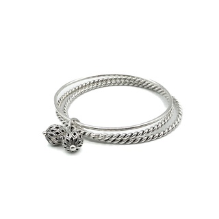 DSP กำไลเกลียวเงินขดลวด ชาร์มกระดิ่ง เงินแท้ 925 : 925 Sterling Silver Twisted Cable Charm  Bracelet [GSPL0002]