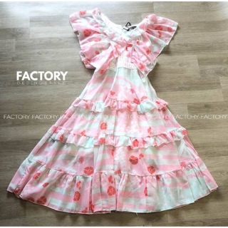 เดรสระบาย สีพาสเทล งานฟรุ้งฟริ้ง น่ารักมาก size S งาน orange อก 32 เอว 26-27 สพ 36