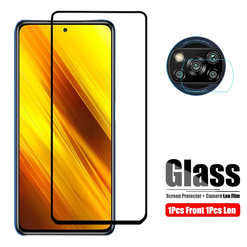 ส่งจากไทย ฟิล์มกระจกนิรภัย For Xiaomi POCO X3 NFC ฟิล์มเลนส์กล้อง ฟิล์มกระจกเต็มจอขอบดำ ฟิล์มกันรอยหลัง