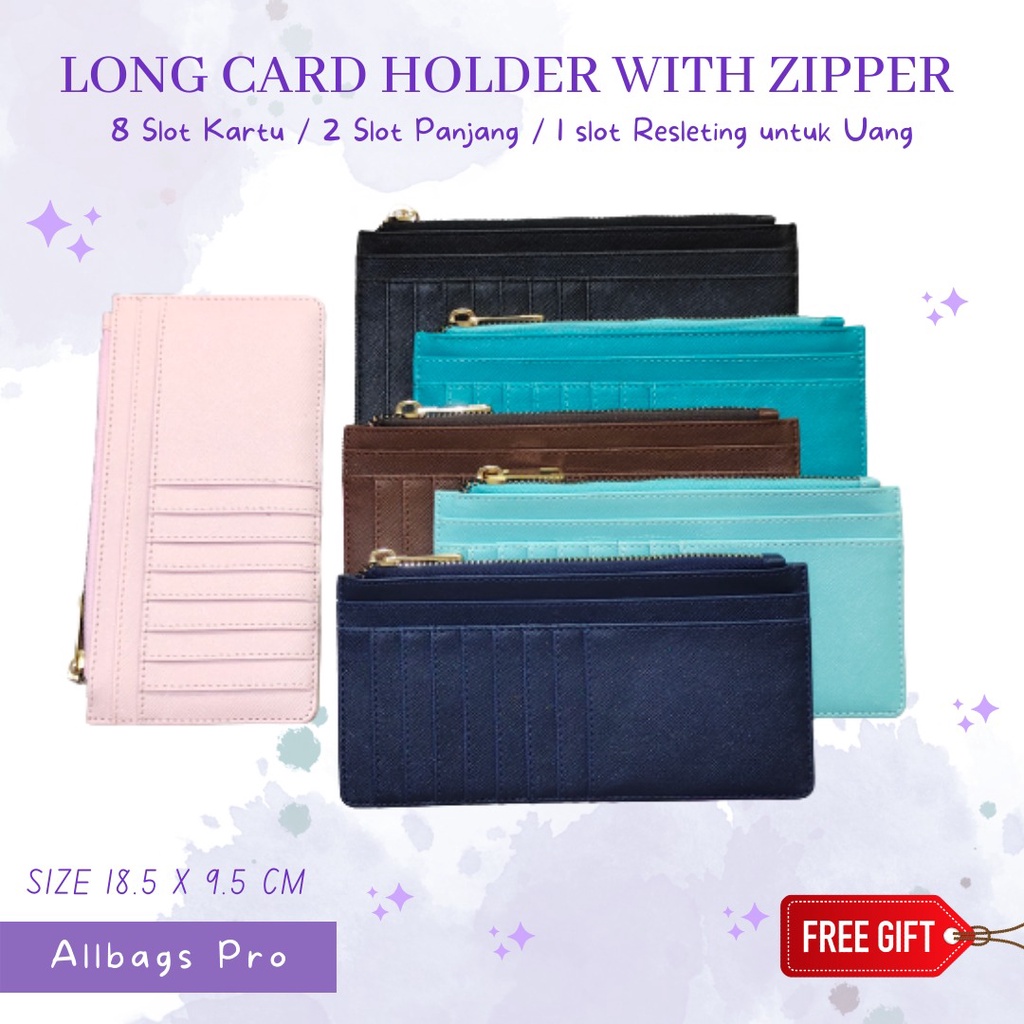 Ready Wallet Slot Long Card Holder With Zipper 8 Card Slot And 2 Long Slot