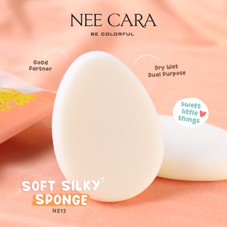 พัฟ NEECARA SOFT SILK SPONGE N213 พัฟฟองน้ำรูปไข่ สุดคิวท์คอลเลคชั่นล่าสุด