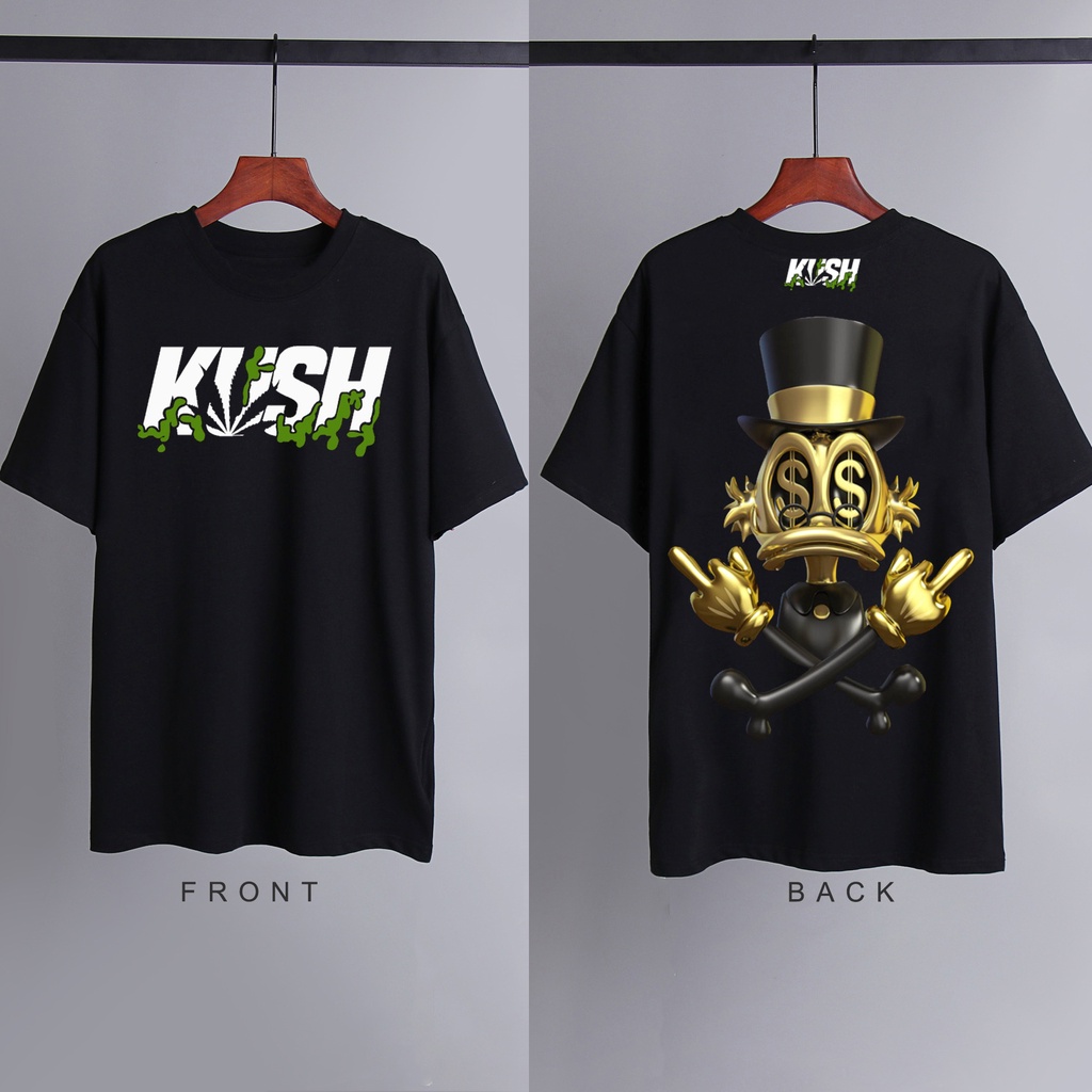 เสื้อวินเทจชาย - KUSH Streetwear วัฒนธรรมวินเทจแรงบันดาลใจผ้าฝ้ายหลวมเสื้อผ้าเสื้อยืดสําหรับผู้ชายเ