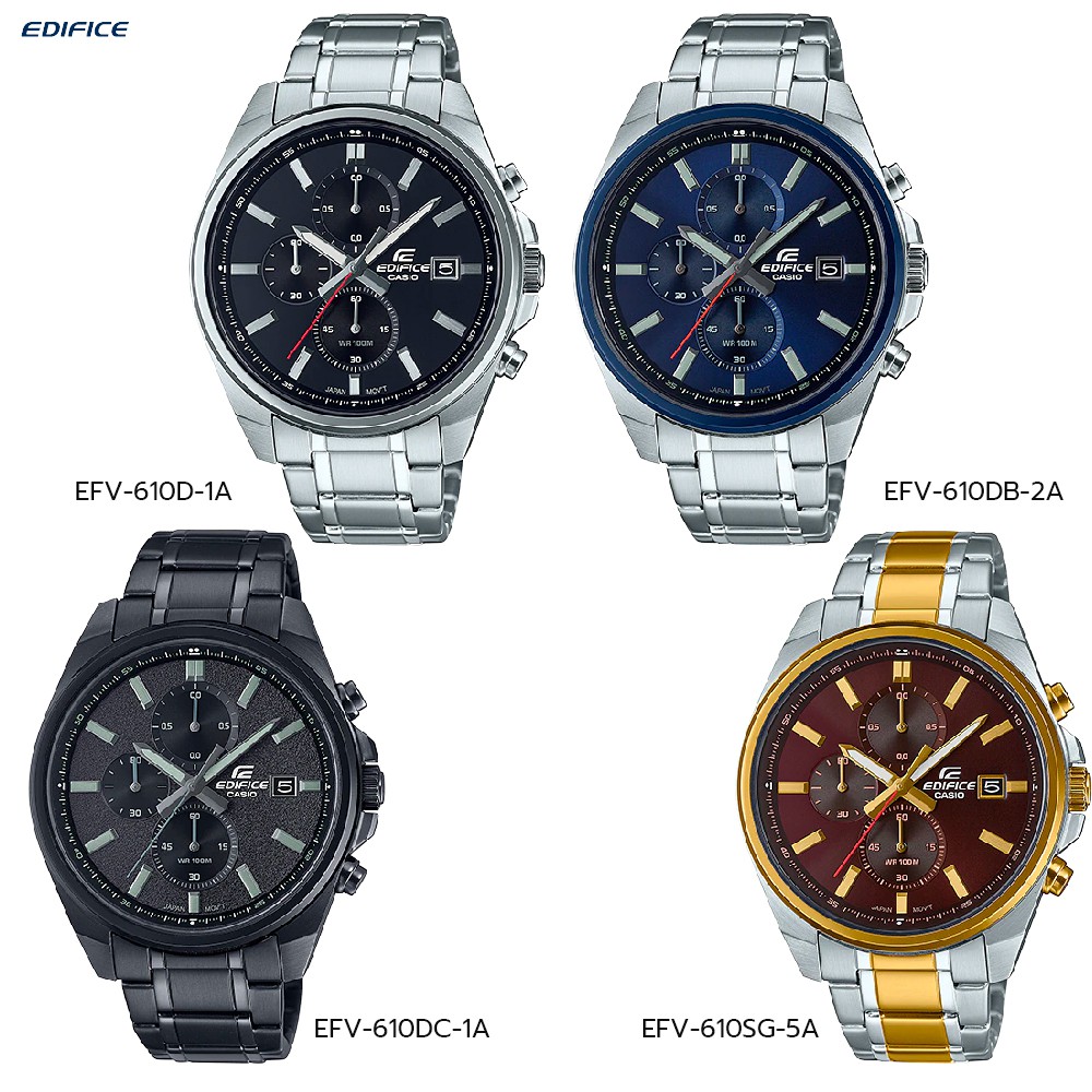Casio Edifice Chronograph นาฬิกาข้อมือผู้ชาย รุ่น EFV-610 Series EFV-610D-1A,EFV-610DB-2A,EFV-610DC-1A,EFV-610SG-5A