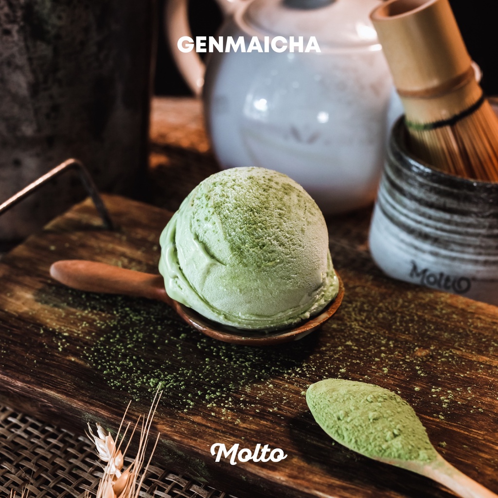 Genmaicha (ไอศกรีม ชาเขียวข้าวคั่ว เก็นมัยฉะ 1 ถ้วย 16 oz.) - Molto Premium Gelato