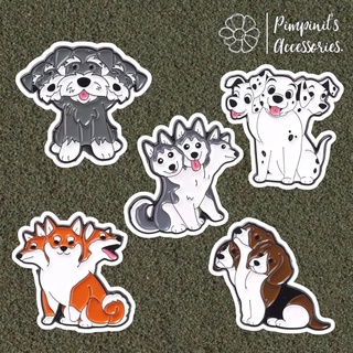 ʕ •ᴥ•ʔ ✿ พร้อมส่ง : เข็มกลัดลายสุนัขหลายสายพันธ์ | Shiba Inu, Beagle, Husky &amp; Dalmatian Dog Enamel Brooch Pin Set.